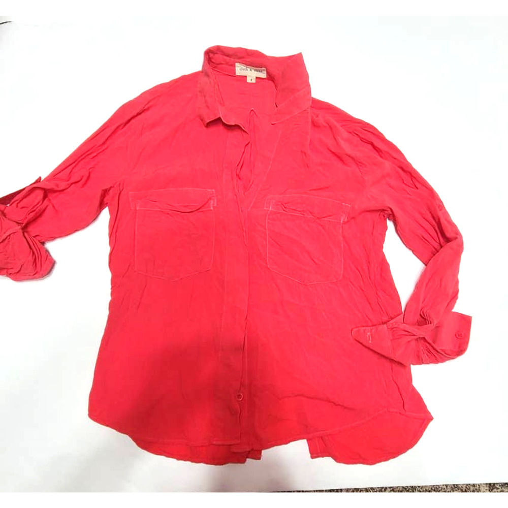 Cloth & Stone orange button down blouse women's small